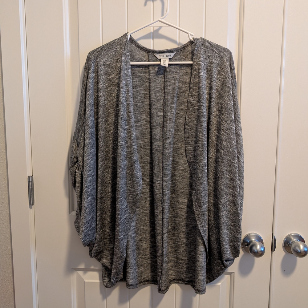 White House Black Market Gray Open Cardigan